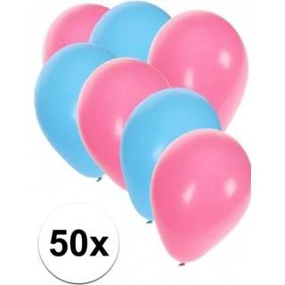 👉 Ballon active roze blauw 50x ballonnen - 27 cm lichtblauw / lichtroze versiering