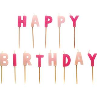 👉 Verjaardag kaarsje roze wax Amscan Verjaardagskaarsen Happy Birthday 7 Cm 13 Stuks 4009775344742
