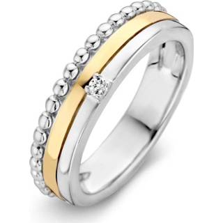 👉 Zirkonia bicolor active Excellent Jewelry Ring met Bolletjes Rand en