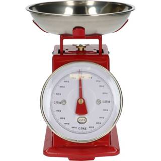 👉 Keukenweegschaal rood metaal active Retro keukenweegschaal, metaal, rood, 1 kg