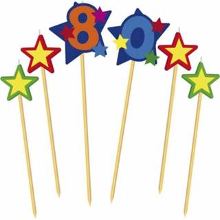 Kaars active Kaarsjes op coctailprikker cijfer 80