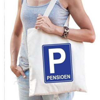 👉 Parkeer bord active vrouwen beige Pensioen P parkeerbord cadeau tas voor dames