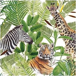 👉 Papieren servet active 20x servetjes wilde dieren in jungle print 33 x cm