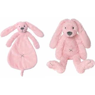 👉 Baby knuffel active baby's jongens meisjes roze Happy Horse konijnen knuffeltje en knuffeldoekje Richie voor jongens/meisjes