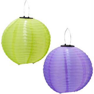 👉 Lampion 4x stuks gekleurde buiten/tuin party solar lampionnen van 30 cm