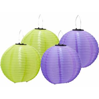 👉 Lampion 6x stuks gekleurde buiten/tuin party solar lampionnen van 30 cm