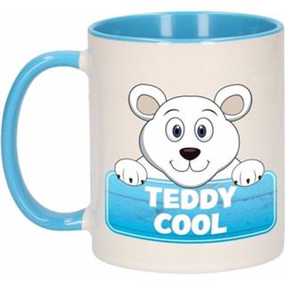 👉 Beker blauw wit kinderen Kinder ijsberen mok / Teddy Cool 300 ml - Action products