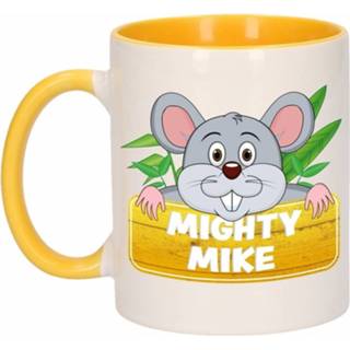 👉 Beker geel wit kinderen Kinder muizen mok / Mighty Mike 300 ml - Action products