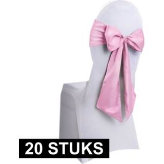 👉 Stoel active roze synthetisch 20x Bruiloft decoratie lichtroze strikken
