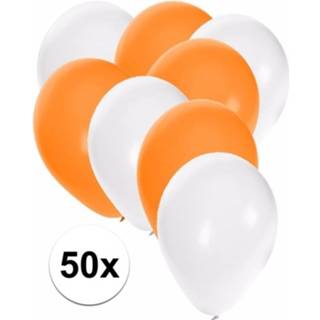 👉 Ballon active wit oranje 50x ballonnen / 27 cm - versiering