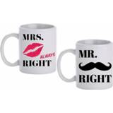 👉 Beker active Bruiloft cadeau / mokken set Mr & Mrs Right
