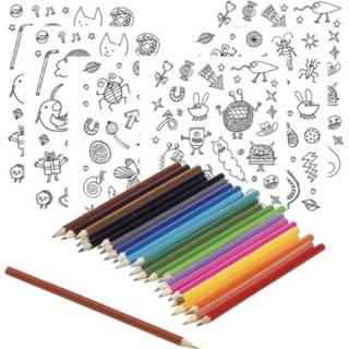 👉 Stickervel kinderen 6x Knutsel stickervellen om te kleuren incl. potloden voor kids