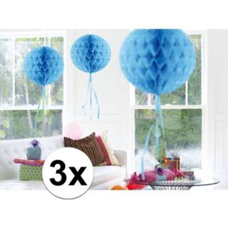 👉 Decoratiebol active baby's blauw 3x Decoratiebollen baby 30 cm