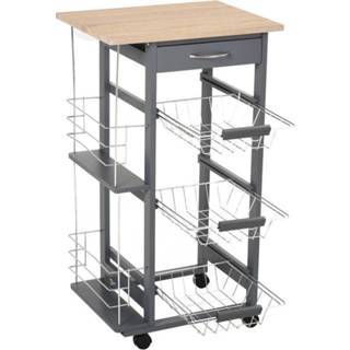 👉 Keukenwagentje grijs active HOMCOM Keukenwagen op wielen Outdoor, 4250871286096