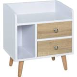 👉 Nachtkastje wit houten active HOMCOM met 2 laden massief poten 4251774969475