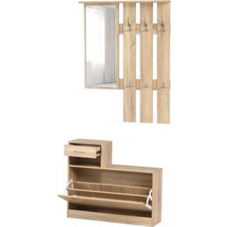 👉 Kapstok active HOMCOM Garderobeset 3-in-1, met schoenenkast en wandspiegel 4250871288595