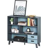 👉 Boekenkast blauw active HOMCOM met 2 lades, 4251774969741