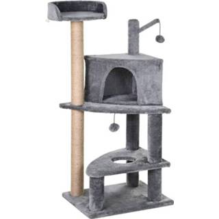 👉 Speelbal grijs active PawHut Krabboom met speelballen kattenhuisje, 4250871287079