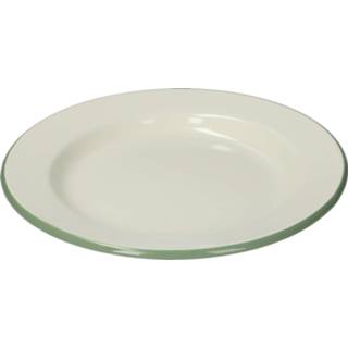 👉 Bord wit emaille active Bord, emaille, groengrijs/wit,Ø 26 cm