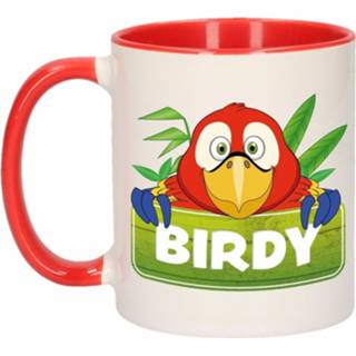 👉 Beker rood wit kinderen Kinder papegaaien mok / Birdy 300 ml - Action products