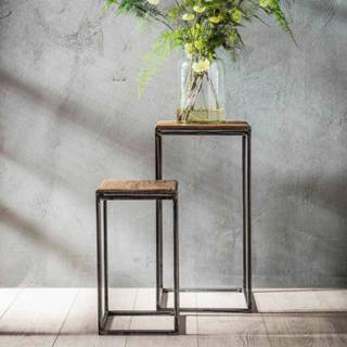 👉 Bloemenzuil bruin hout active Meer Design Lissabon Set van 2 7422232641678