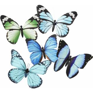 👉 Vlindermagneet blauw groen papier Vlinder Magneet Blauw/groen 13.5 Cm 8719538105966