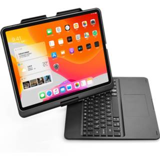 👉 Bluetooth toetsenbord zwart active IPad Pro 12.9 (2020) - QWERTY hoes verlichting en Touchpad 360 graden draaibaar -Zwart 8719793113485