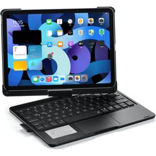 👉 Bluetooth toetsenbord zwart active IPad Air 10.9 (2020) - QWERTY hoes verlichting en Touchpad 360 graden draaibaar -Zwart 8719793120827