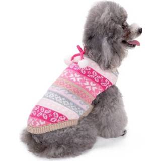 👉 Trui rood rose s active Herfst Winter Pet Kleding Kerst Sneeuwvlok Gebreid Patroon Trui, Maat: (Rose Rood)