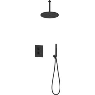 👉 Regendouche set zwart mat rechthoekig plafond thermostaatkraan giro clusief Salenzi inbouw type 4 8719304722052