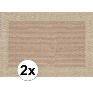 👉 Active beige bruine 2x Beige/bruine onderlegger/placemat met gevlochten/geweven uiterlijk 45 x 30 cm