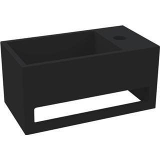👉 Fontein zwart mat solid surface rechthoekig Best-Design Mona Black rechts incl. handdoekhouder 8719323064317