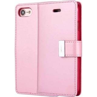 👉 Dagboek roze PU active GOOSPERY RICH voor iPhone 8&7 + TPU Crazy Horse Texture Horizontale flip lederen hoes met kaartsleuven en portemonnee (roze)