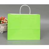 👉 Handvat groen 32 active feestelijke 10 STKS Elegante Kraft-papieren zak met handvatten voor bruiloft / verjaardagsfeestje sieraden kleding, maat: 32x25x11cm (lichtgroen)