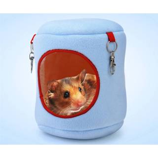 Flanel Cilinder Pet House Warm Hamster Hangmat Hangbed Kleine huisdieren Nest, M, Grootte: 10 * 12 * 12cm (blauw)