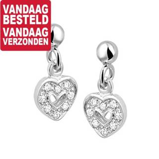 Zirkonia zilver active Hart Oorhangers van