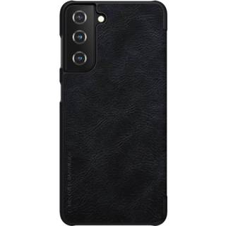 👉 Flipcover zwart leather active Samsung Galaxy S21 Plus Hoesje - Qin Case Flip Cover 6902048211568
