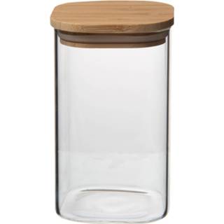 Glas bamboe active Opbergpot vierkant, en bamboe, 540 ml