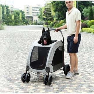 👉 Grijs active DODOPET draagbare opvouwbare grote honden huisdierentrolley voor buiten (grijs) 6922831469334