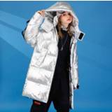 👉 Donsjack witte zilver m active Schoonheid>Vrouwenkleding vrouwen Winter dames halflang losse casual koudebestendige warme eendendonsjas met afneembare dop (kleur: maat: M)