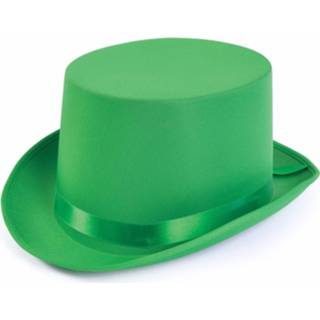 👉 Hoge hoed groene satijn kunststof groen Look 8718758161066