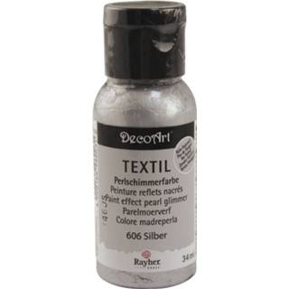 👉 Textiel verf parelmoer zilveren active textielverf/stoffenverf flacon 34 ml hobby/knutselmateriaal