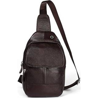 Crossbodytas leer active bagage mannen 6023 Casual Litchi-textuur Zacht gezicht Echt Crossbody-tas metéén schouder voor heren (koffie)