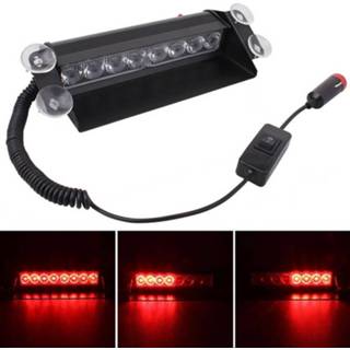 👉 8W 800LM 8-LED rood licht 3-modi verstelbare hoek Auto Strobe Flash Dash noodlicht waarschuwingslamp met zuignappen, DC 12V