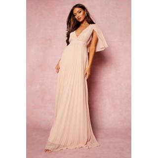 👉 Geplooide Bruidsmeisjes Maxi Jurk Met Mantel Detail, Rose