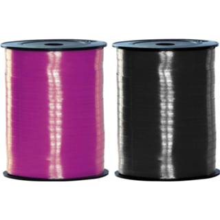 👉 Active roze zwart magenta Pakket van 2 rollen lint en fuchsia 500 meter x 5 milimeter breed