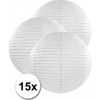 👉 Lampion active wit 15x bolvormige bruiloft lampionnen van 50 cm