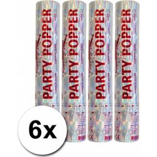 👉 Zilver active 6 confetti poppers 28 cm