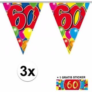 👉 Vlaggen lijn 3x vlaggenlijn 65 jaar met gratis sticker