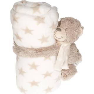 👉 Teddyberen knuffel active baby's Baby kraamcadeau sterrenprint fleecedeken met teddybeer